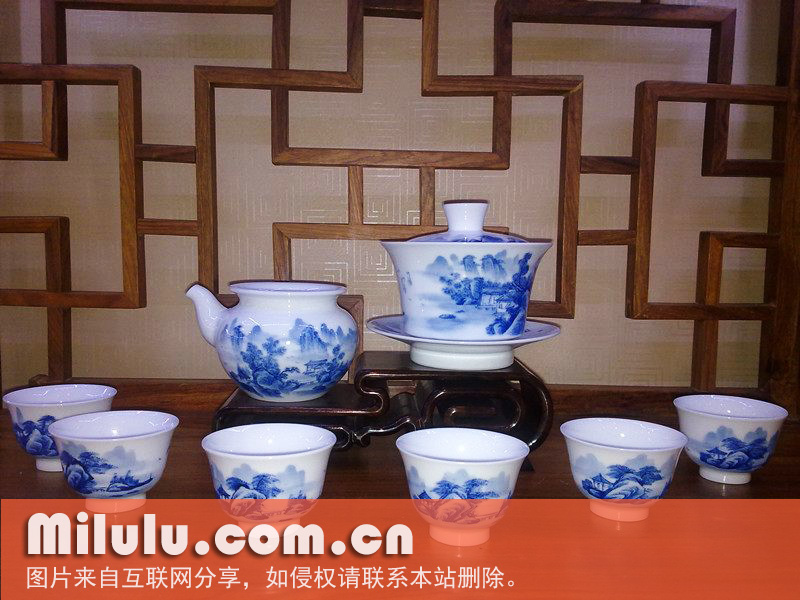青花茶具:景梅文化瓷