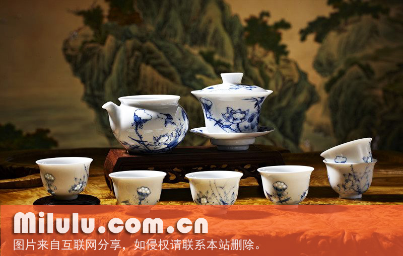 青花玲珑瓷茶具