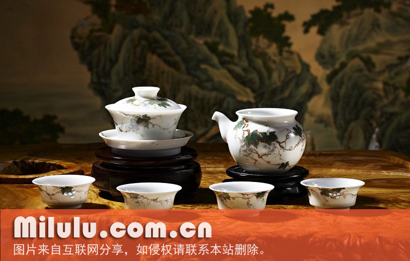 彩瓷茶具:釉中彩玲珑瓷