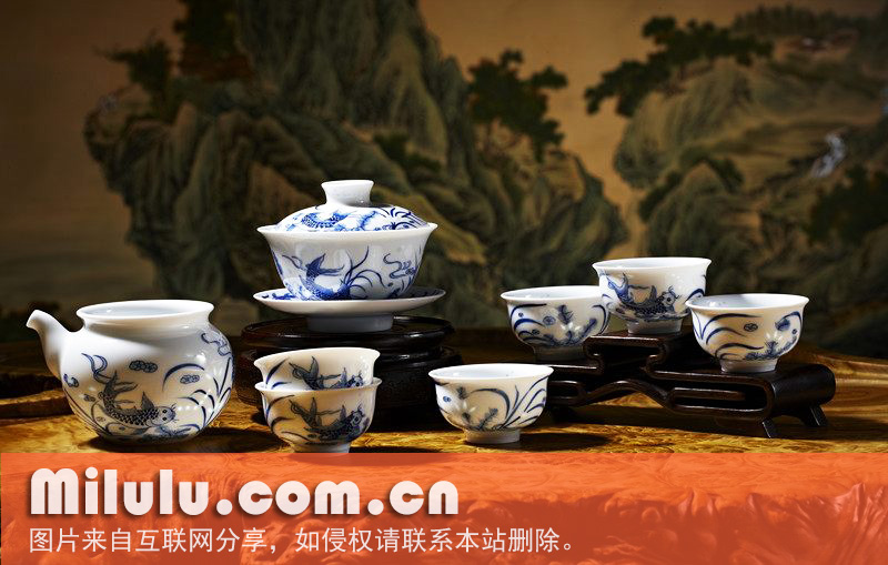 青花茶具:景梅文化瓷
